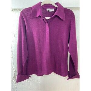ST. JOHNS BY MARIE GRAY  PURPLE SIZE 10 BUTTON  SWEATER FRENCH CUFFS NO LINKS